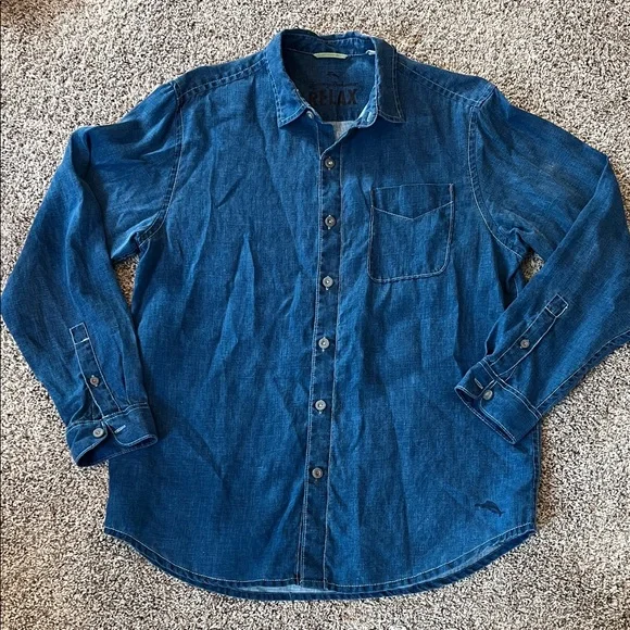 Tommy Bahama Men's Casual Blue Button Down Shirt - Picture 1 of 6